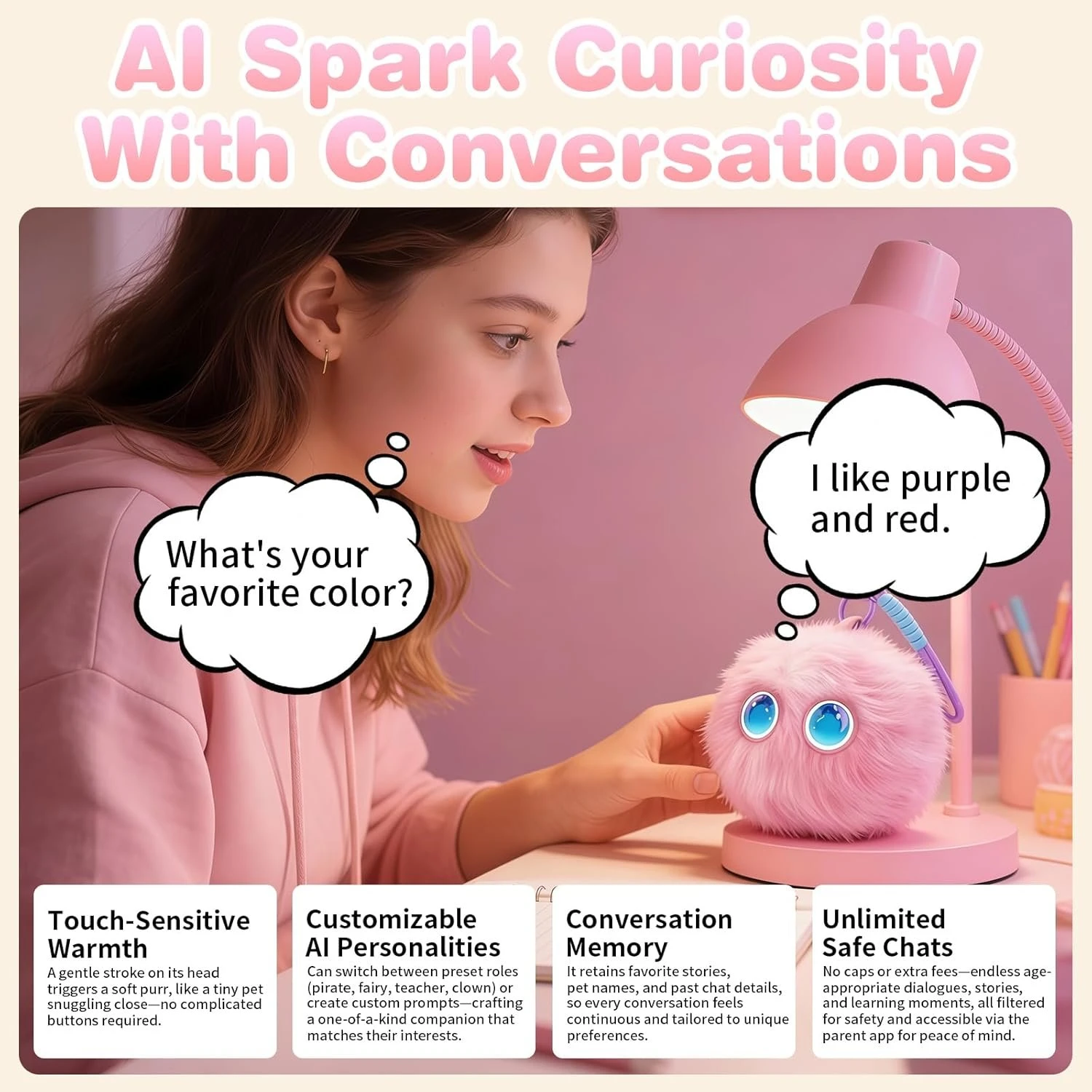 AI Smart Stuffed Animal, Cute Interactive Electronic Toys, Emotional Eyes, Bedtime Story, Multilingual Learning, Unique Gifts - Image 2